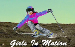 Young girl (10-11) skiing